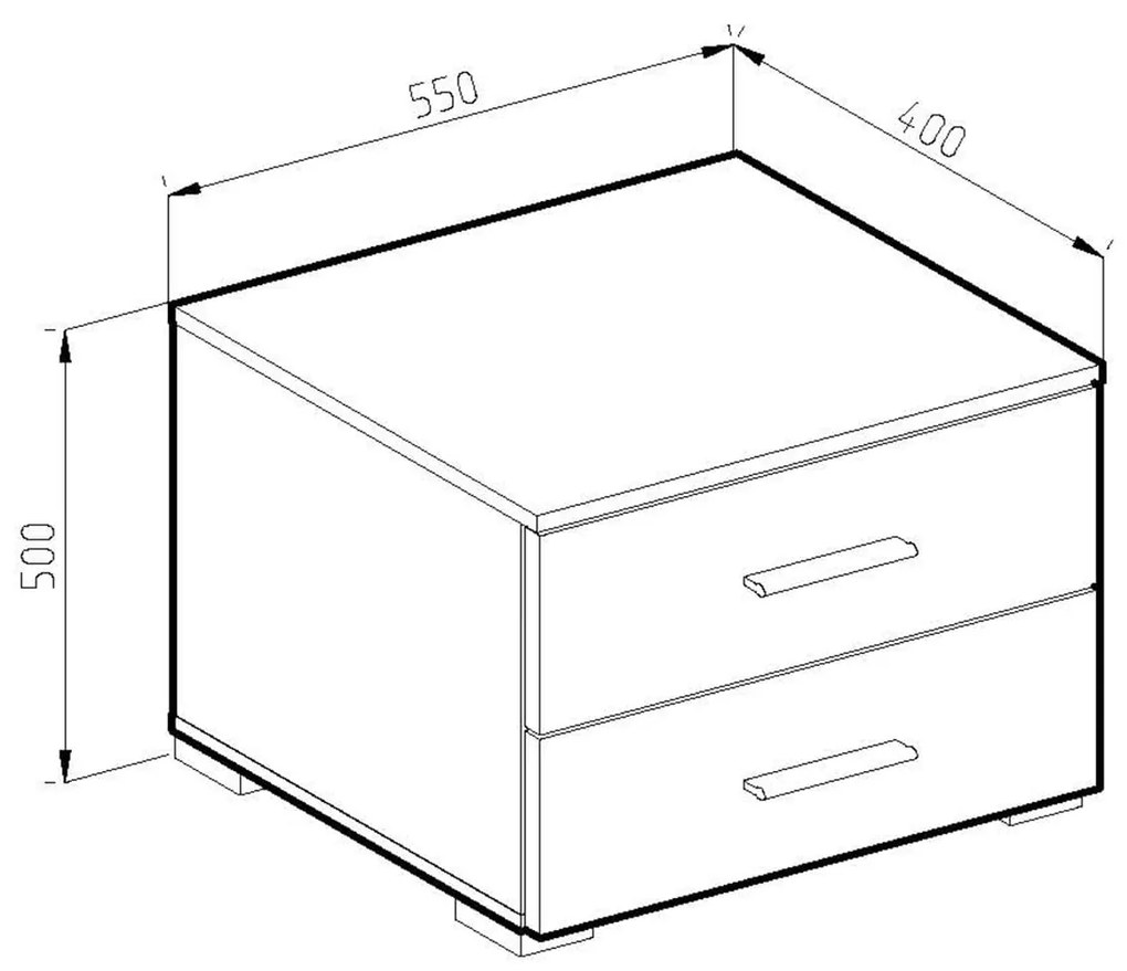 Ξύλινο Κομοδίνο SERENA Light Artwood/White 55x40x50cm