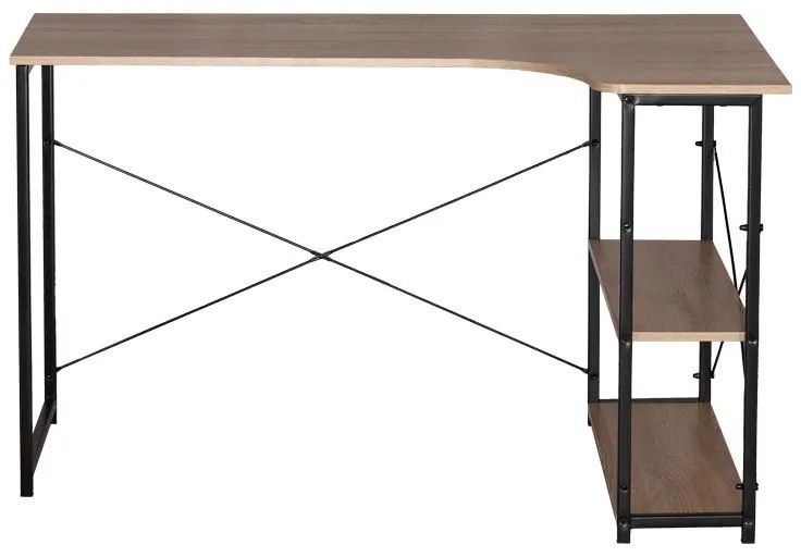 Γραφείο Merlin Δεξιά Γωνία με Ράφια σε Oak με Μαύρο Μέταλλο 120x73x75 εκ. 120x73x75 εκ.