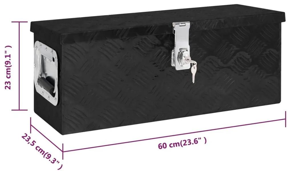 Κουτί Αποθήκευσης Μαύρο 60 x 23,5 x 23 εκ. από Αλουμίνιο - Μαύρο