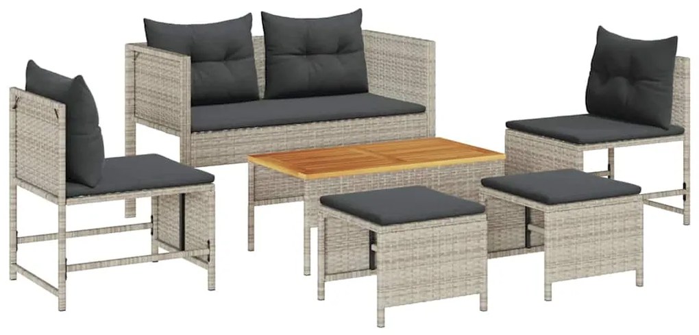 vidaXL Σετ Καναπέ Κήπου με μαξιλάρι 6 pcs Ανοιχτό Γκρι και Σκούρο Γκρι