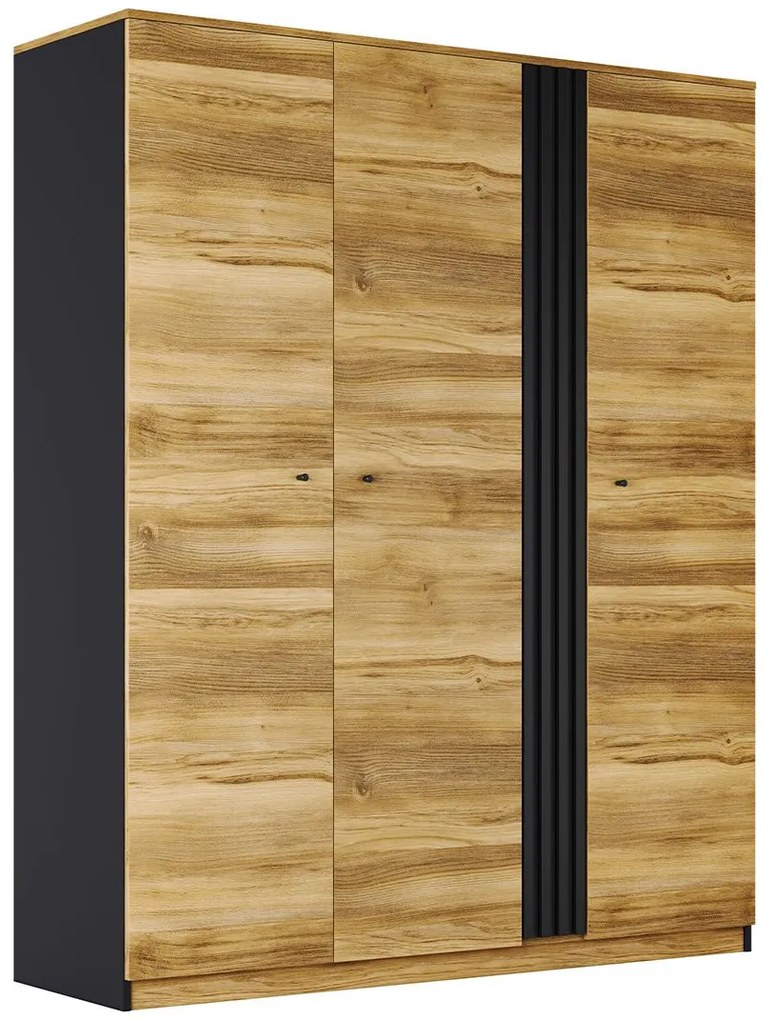 Τρίφυλλη Ντουλάπα Ρούχων HAYDON Barocco oak gold/Ανθρακί 169.5x54x208