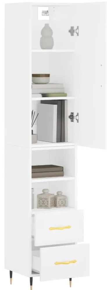vidaXL Ντουλάπι Λευκό 34,5 x 34 x 180 εκ. από Επεξεργασμένο Ξύλο