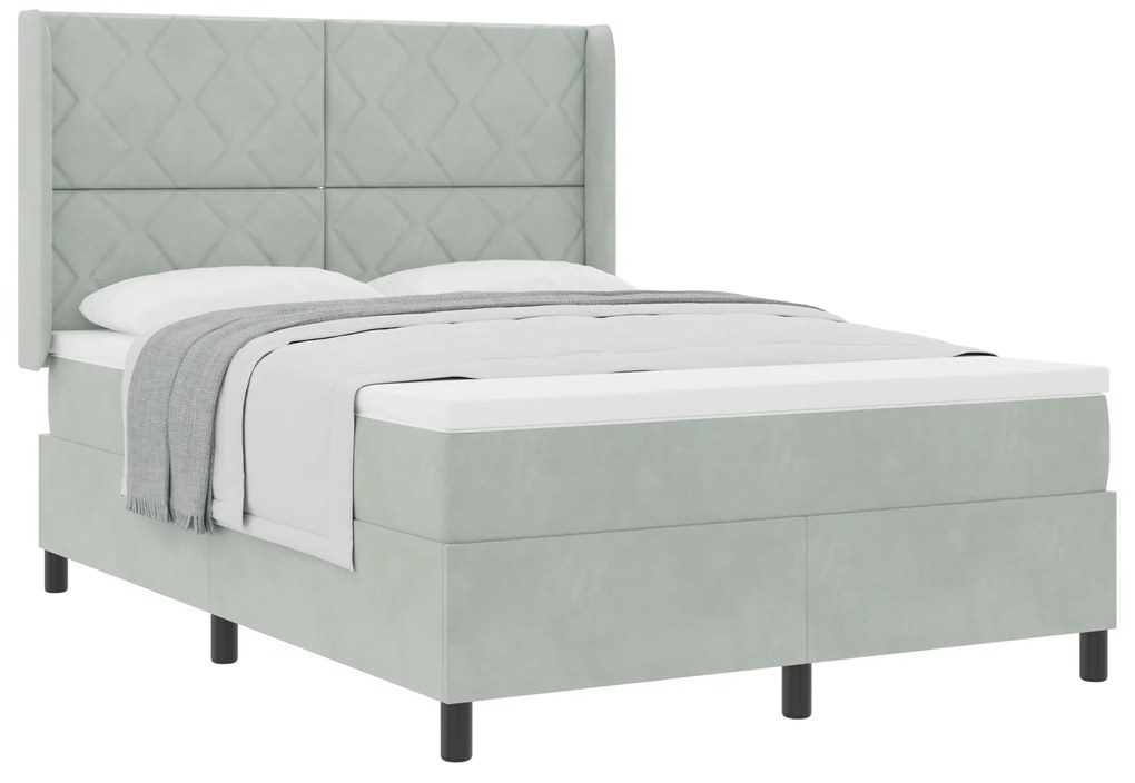 vidaXL κρεβάτι Box Spring με στρώμα ανοιχτό γκρι 140x200 εκ. βελούδο