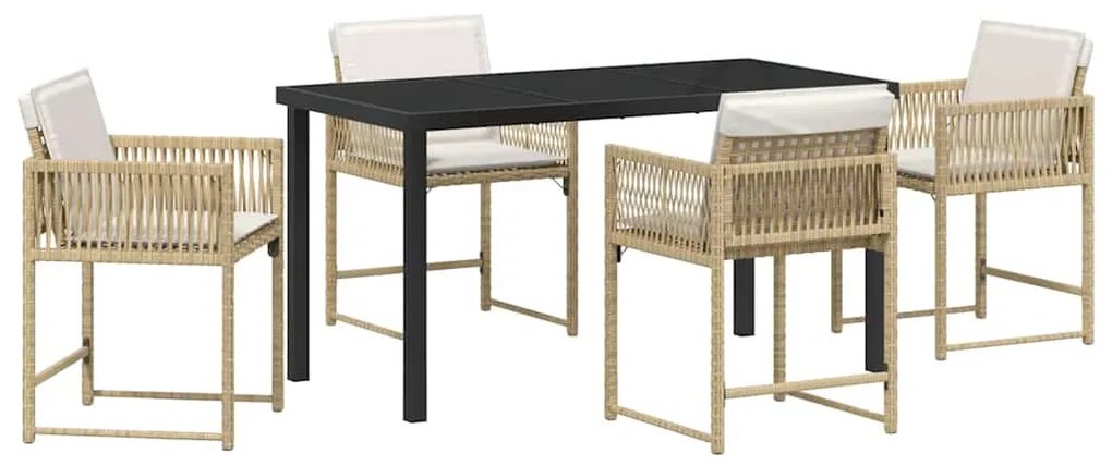 vidaXL Σέτ φαγητού για κήπο 5 pcs Μπεζ συνθετικό ρατάν