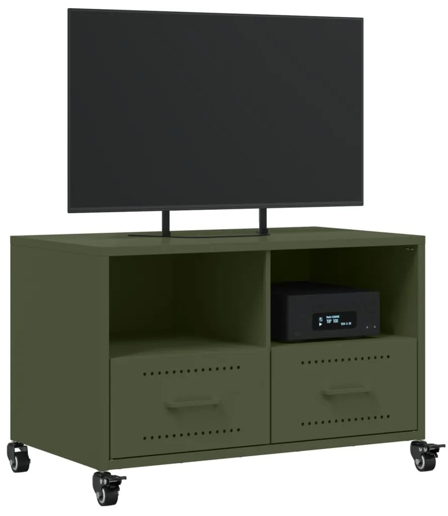 vidaXL Έπιπλο Τηλεόρασης Πράσινο Λαδί 68x39x43,5 εκ. από Ατσάλι