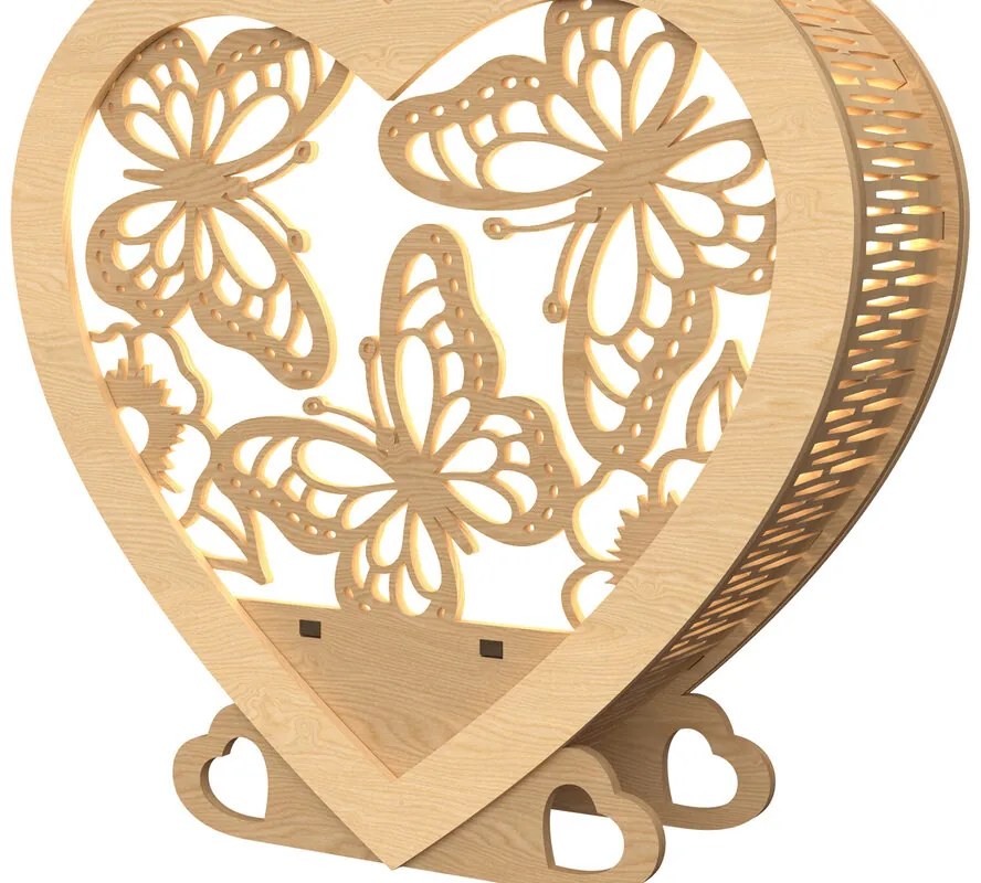 Σετ των 2 Intra απο ξύλο plywood 3mm-4mm πάχος Σχέδιο Lantern Heart Butterfly Δίασταση 15x15 cm INTRAFABR-113312335
