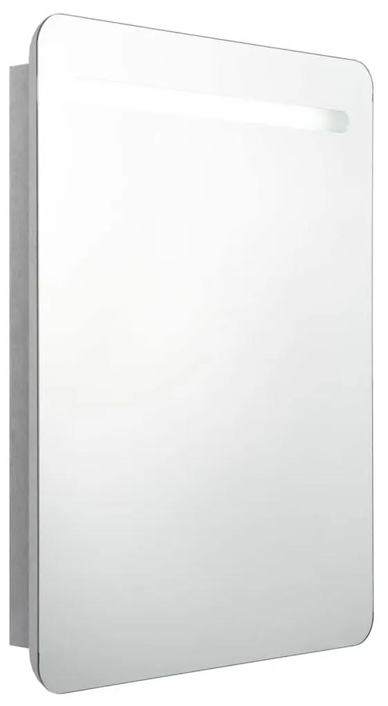 Καθρέφτης Μπάνιου Ντουλάπι &amp; Φωτισμό LED Γκρι Σκυρ. 60x11x80εκ - Γκρι