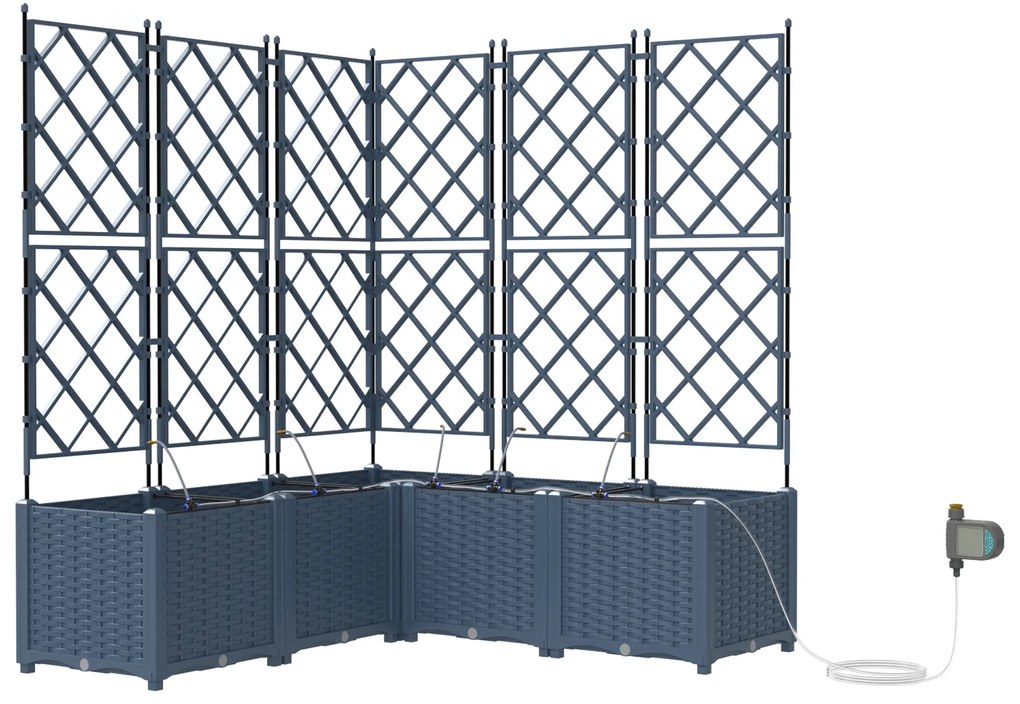 vidaXL Γλάστρες Κήπου 1 τεμ Καφασωτό Γκρι 120 x 120 x 142 cm Πλαστικό