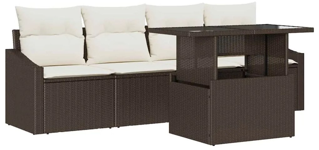 vidaXL Σετ Καναπέ Κήπου 5 pcs Καφέ και κρεμ 100 x 55 x 73 εκ
