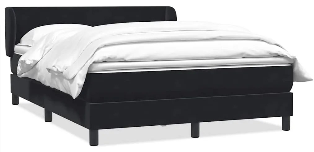 vidaXL Κρεβάτι Boxspring με Στρώμα Μαύρο 160x210 εκ. Βελούδινο