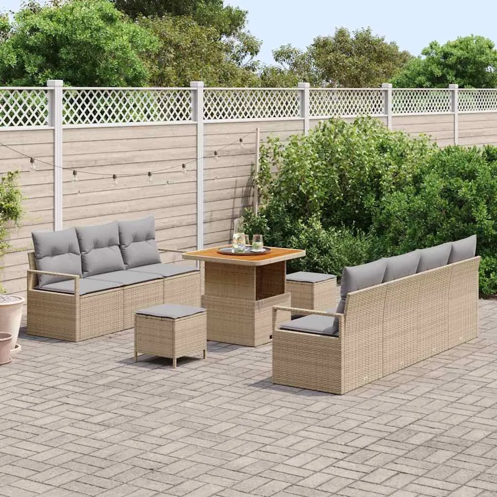 vidaXL Σετ Καναπέ Κήπου 10 pcs Μπέζ και Ανοιχτό Γκρι 80 x 80 x 71 cm
