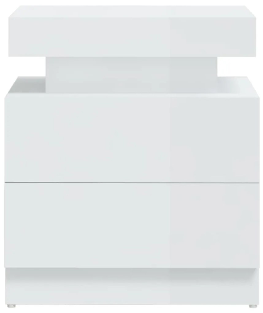 vidaXL Κομοδίνο Γυαλ. Λευκό 45 x 35 x 52 εκ. από Επεξεργασμένο Ξύλο