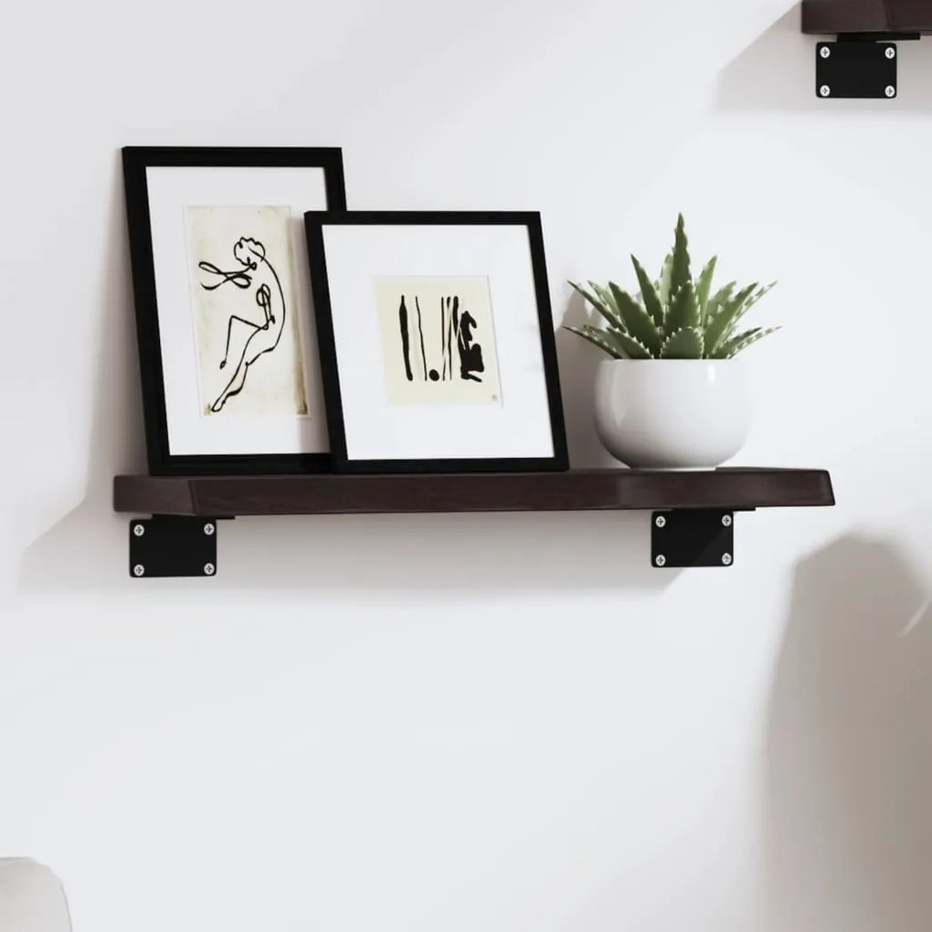 Ράφι Τοίχου Σκούρο Καφέ 40x10x2 εκ. Επεξεργ. Μασίφ Ξύλο Δρυός