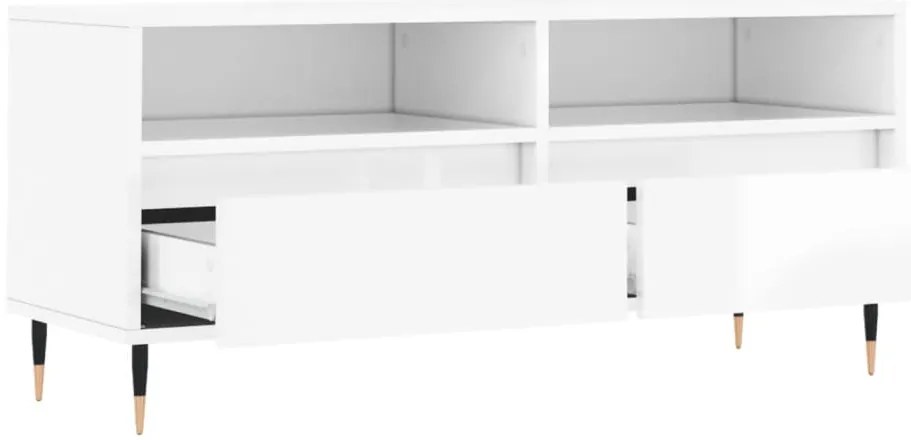 vidaXL Έπιπλο Τηλεόρασης Γυαλ. Λευκό 100x34,5x44,5 εκ. Επεξεργ. Ξύλο