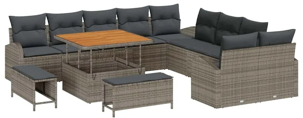vidaXL Σετ Καναπέ Κήπου με μαξιλάρι 13 pcs Γκρι 100 x 100 x 71 cm