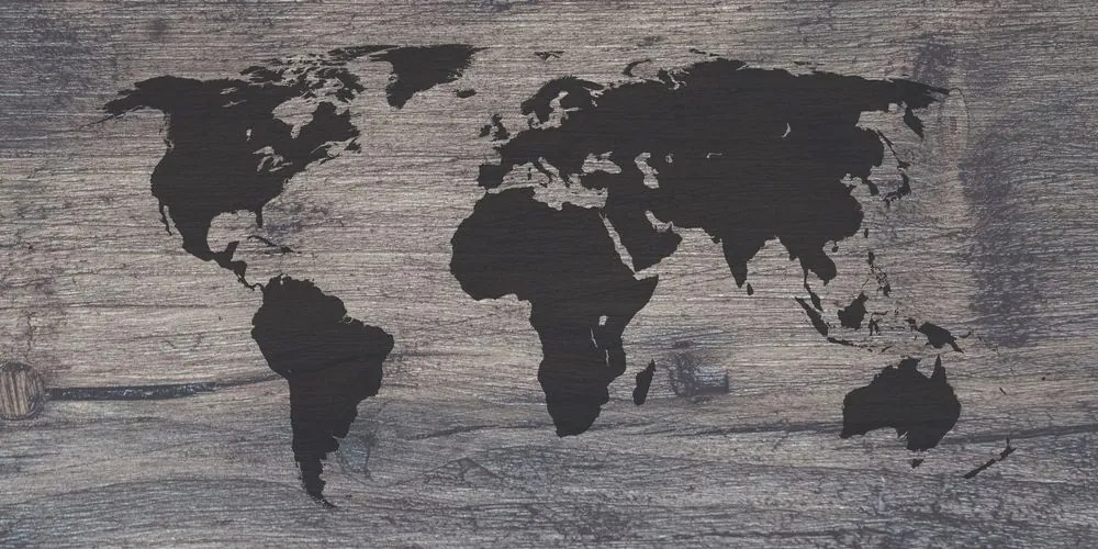 Εικόνα στον παγκόσμιο χάρτη φελλού σε σκούρο ξύλο - 120x60  transparent