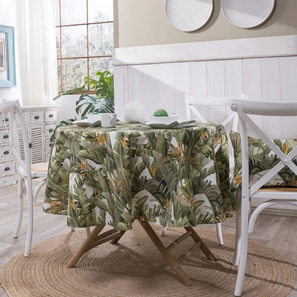 Τραπεζομάντηλο Lugo Green Teoran Διάμετρος 180cm Cotton-Polyester