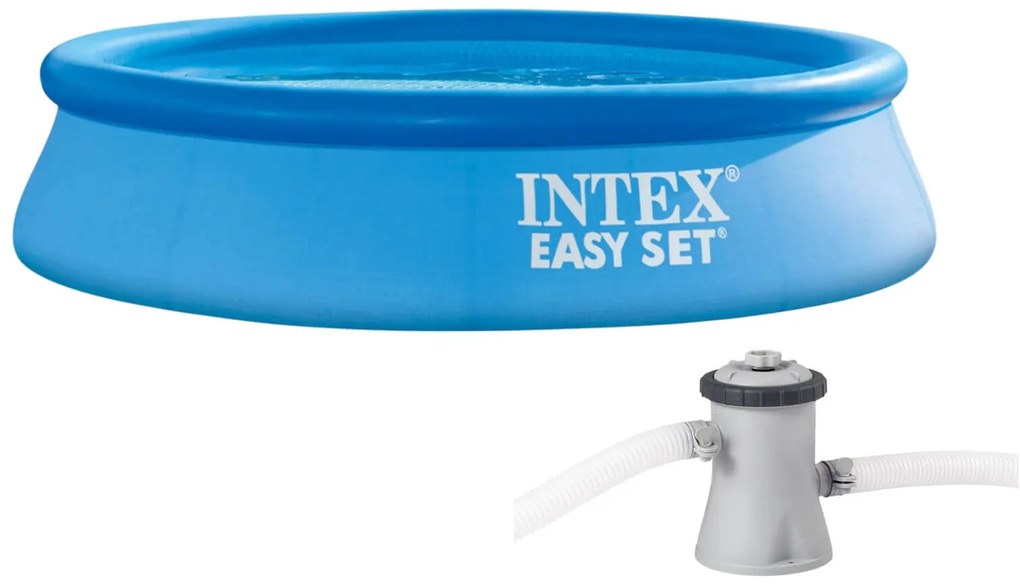 Φουσκωτή Πισίνα Intex Easy Set οικογενειακή, με χωρητικότητα 1942lt και διαστάσεις 244x244x61cm - Περιλαμβάνεται αντλία φίλτρου