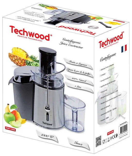 Αποχυμωτής Techwood TCFI-1556, 1000 W, 2 ταχύτητες, 1 l, ατσάλινο φίλτρο, μαύρο/οξυζενέ