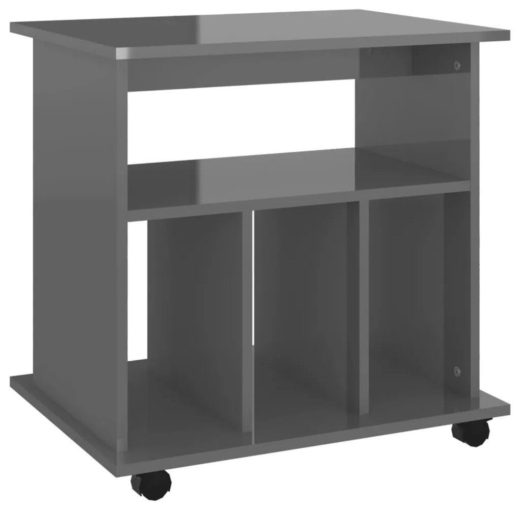 vidaXL Ντουλάπι Τροχήλατο Γυαλιστ. Γκρι 60x45x60 εκ. από Μοριοσανίδα