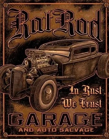 Μεταλλική πινακίδα GARAGE - Rat Rod, (31.5 x 40 cm)