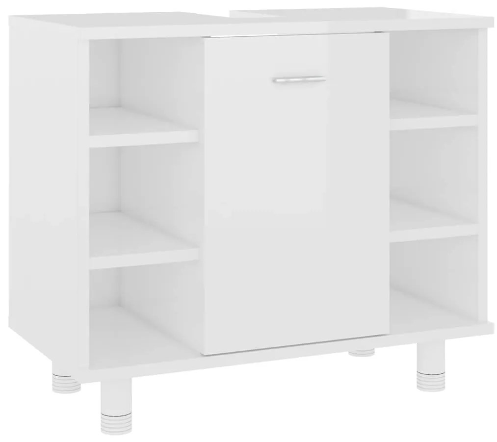 vidaXL Ντουλάπι Νιπτήρα Γυαλιστερό Λευκό 60x32x53,5 εκ. Επεξ. Ξύλο