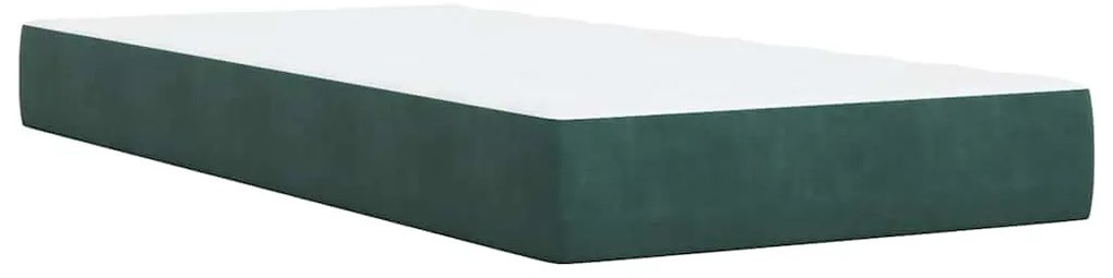 vidaXL Κρεβάτι Boxspring με Στρώμα Σκούρο Πράσινο 90x190 εκ. Βελούδινο