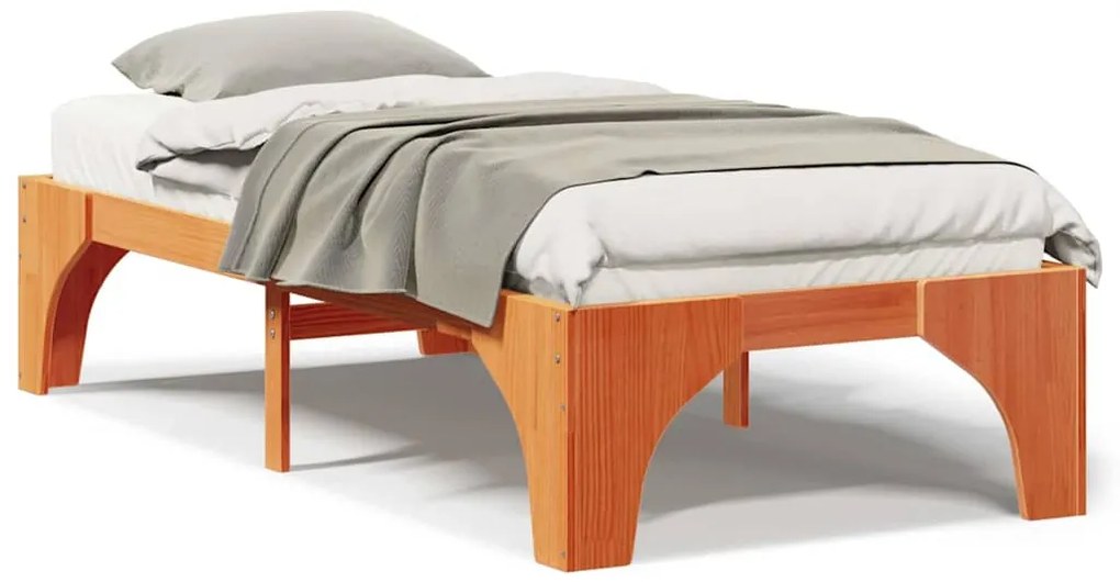 vidaXL Κρεβάτι δαπέδου Καφέ 80 x 200 cm Μασίφ ξύλο πεύκου