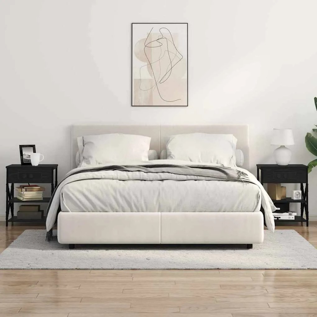 vidaXL Κομοδίνο με Σταθμό Φόρτισης 2 pcs Μαύρη δρυς Επεξεργασμένο ξύλο