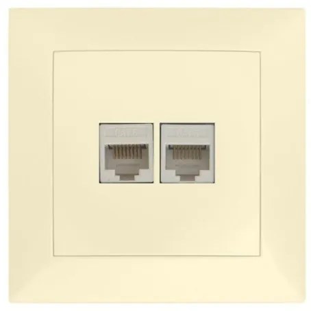 Πρίζα Δικτύου RJ45 Κατηγορία 6 Διπλή Πλήρης Lumen-15-02002-Μπεζ 15-02002