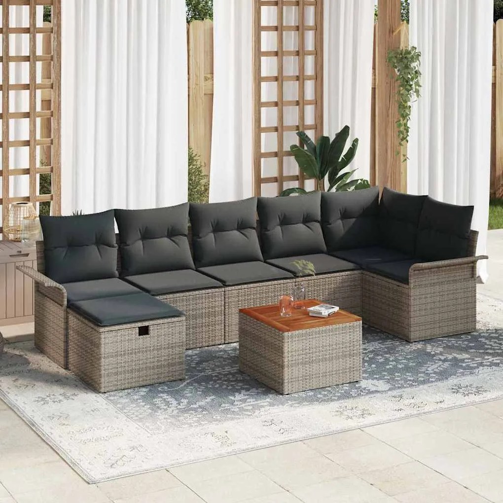 vidaXL Σετ Καναπέ Κήπου 8 pcs Γκρι συνθετικό ρατάν