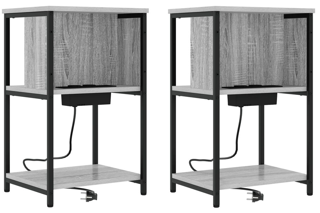 vidaXL Κομοδίνο 2 pcs Γκρι sonoma 38 x 31 x 61 εκ Επεξεργασμένο ξύλο