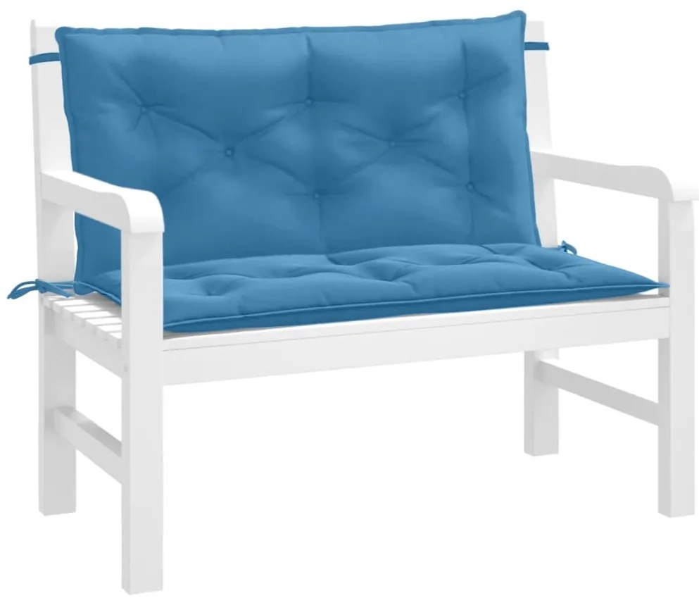 vidaXL Μαξιλάρια Πάγκου Κήπου 2 τεμ. Μπλε Μελανζέ 100x50x7 εκ. Ύφασμα