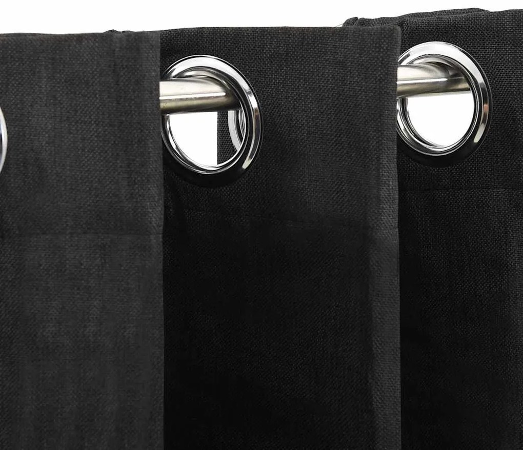 vidaXL Κουρτίνες Συσκότισης με Όψη Λινού 2 τεμ. Ανθρακί 140x245 εκ.