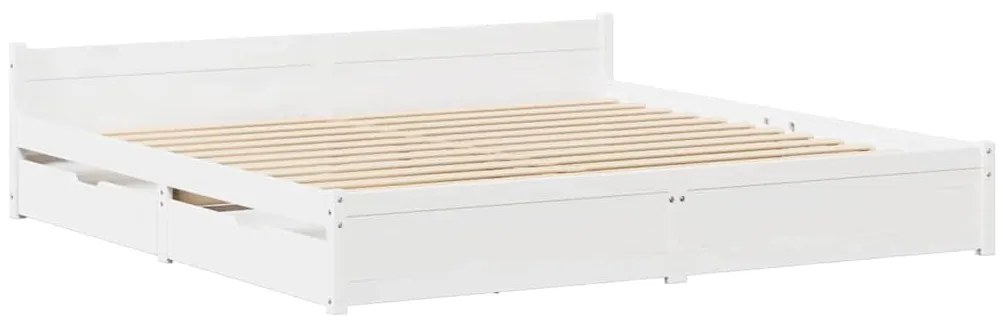 vidaXL Σκελετός Κρεβ. Χωρίς Στρώμα Λευκό 150x200 εκ Μασίφ Πεύκο