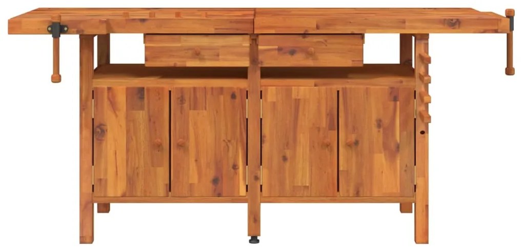 vidaXL Πάγκος Εργ. Συρτάρια/ Μέγγενες 192x62x83 εκ. Μασίφ Ξύλο Ακακίας