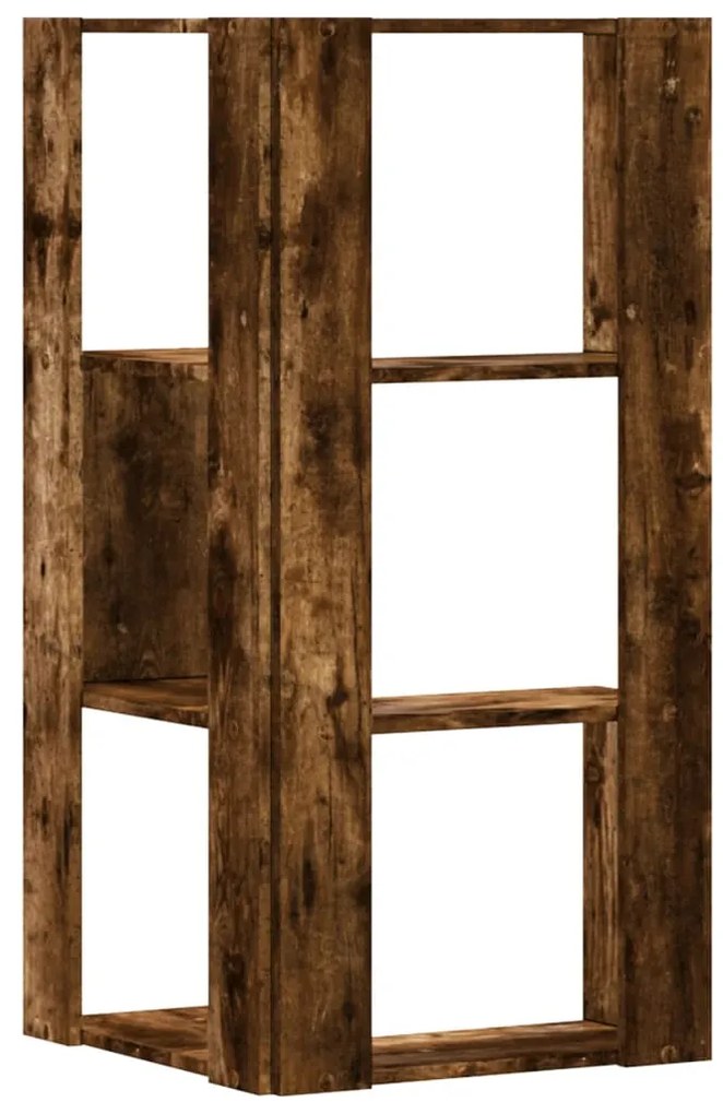 vidaXL Βιβλιοθήκη Γωνιακή 3 Επ. Καπνιστή Δρυς 50x50x102εκ Επεξ. Ξύλο
