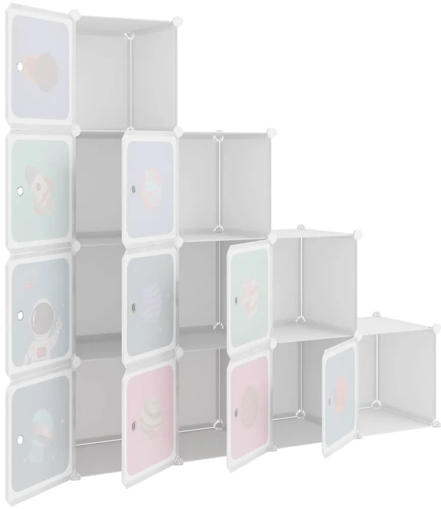 vidaXL Παιδικό Ντουλάπι Αποθήκευσης με 10 Κύβους Λευκό από Πολυπροπυλένιο