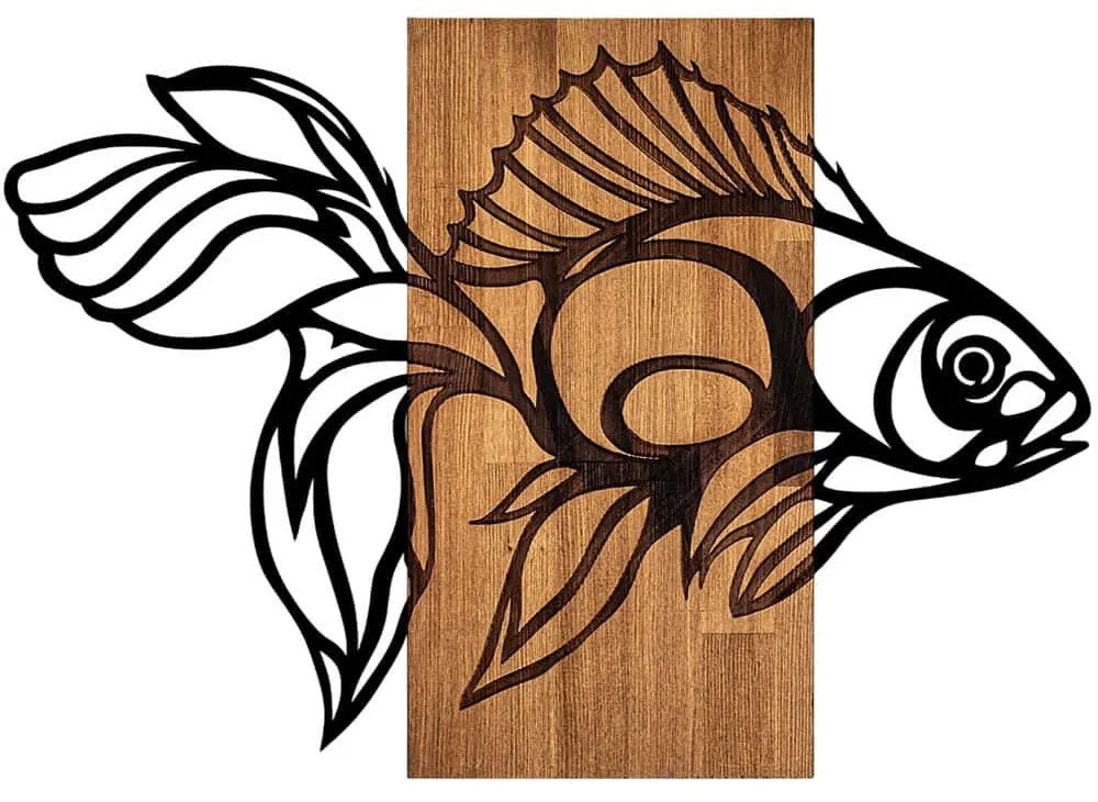 Διακοσμητικό Τοίχου 899SKL2288 58x80cm Walnut-Black Wallity Metal,Wood