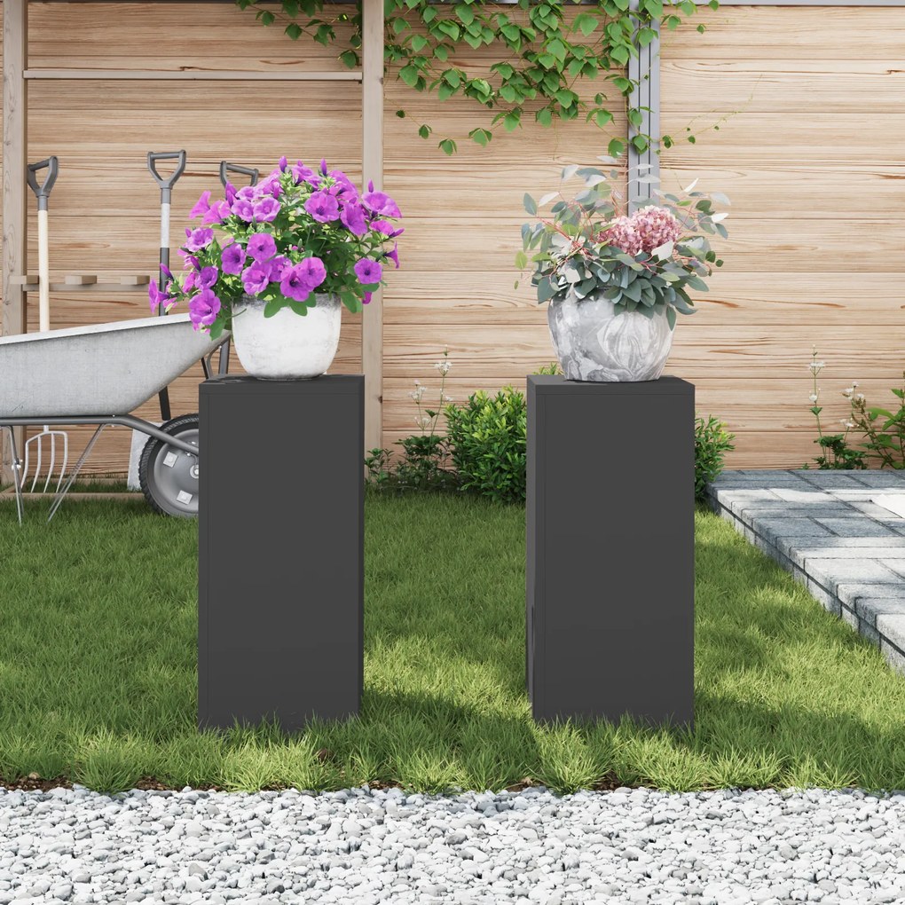 vidaXL Στήριξη φυτών 2 pcs Μαύρο 24 x 24 x 55 εκ. Ατσάλι