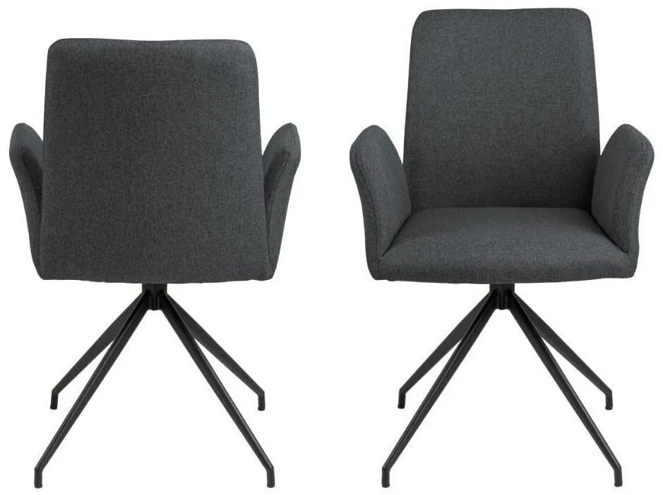 Καρέκλα Oakland 353, Σκούρο γκρι, Μαύρο, 88x59x59cm, 8 kg, Ταπισερί, Μεταλλικά, Μπράτσα | Epipla1.gr