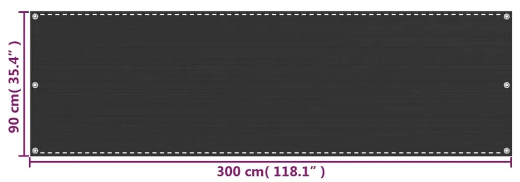 Διαχωριστικό Βεράντας Ανθρακί 90 x 300 εκ. από HDPE - Ανθρακί