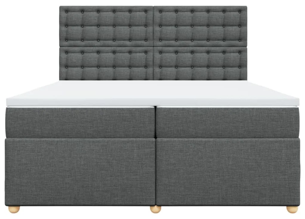 vidaXL Κρεβάτι Boxspring με Στρώμα Σκούρο Γκρι 200x200 εκ. Υφασμάτινο