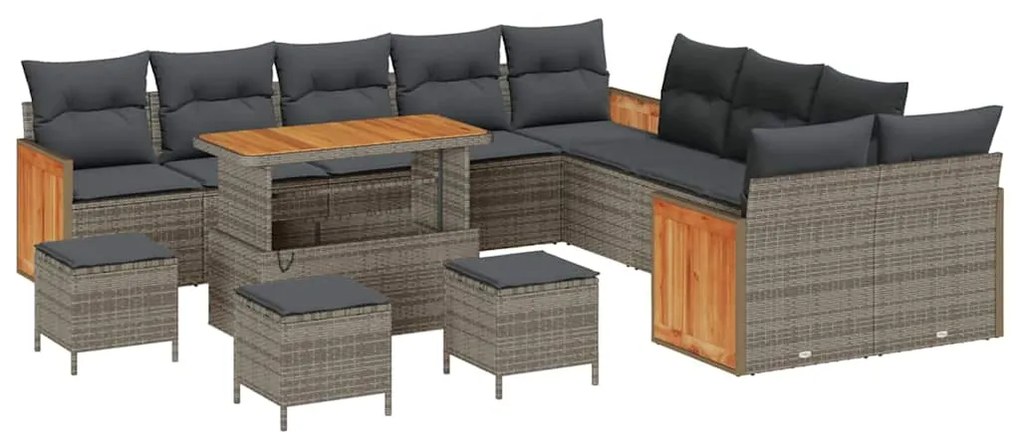 vidaXL Σετ Καναπέ Κήπου με μαξιλάρι 14 pcs Γκρι 110 x 55 x 71 εκ