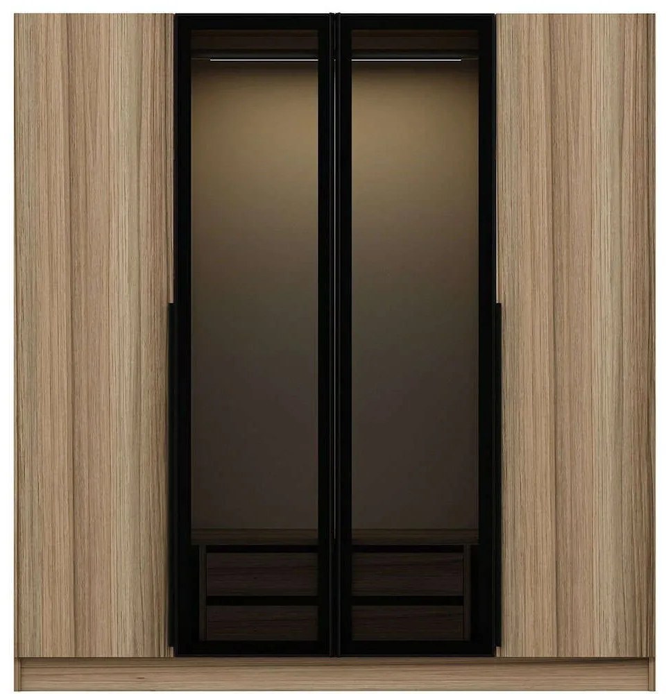 Ντουλάπα Τετράφυλλη Kale Plus 506MNR2496 180x52x210cm Oak-Black Four Door