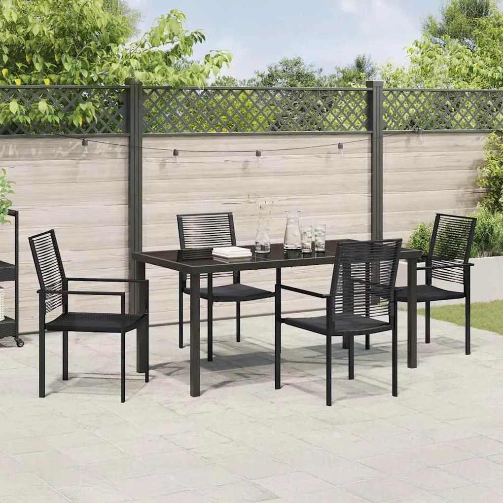vidaXL Σέτ φαγητού για κήπο 5 pcs Μαύρο PVC ρατάν