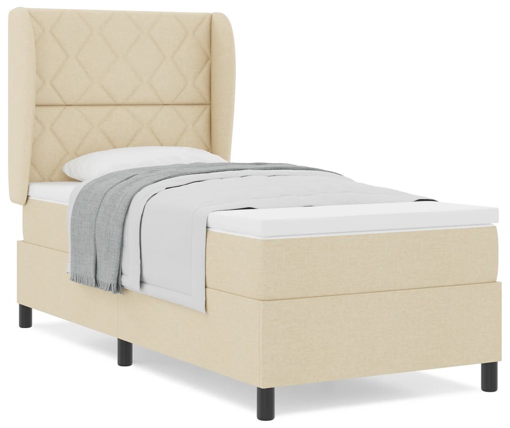 vidaXL Κρεβάτι με Στρώμα Κρεμ Box, 90x200 εκ.