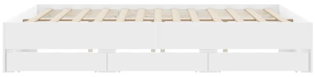 Πλαίσιο Κρεβατιού με Συρτάρια Λευκό 160x200 εκ. Επεξεργ. Ξύλο - Λευκό