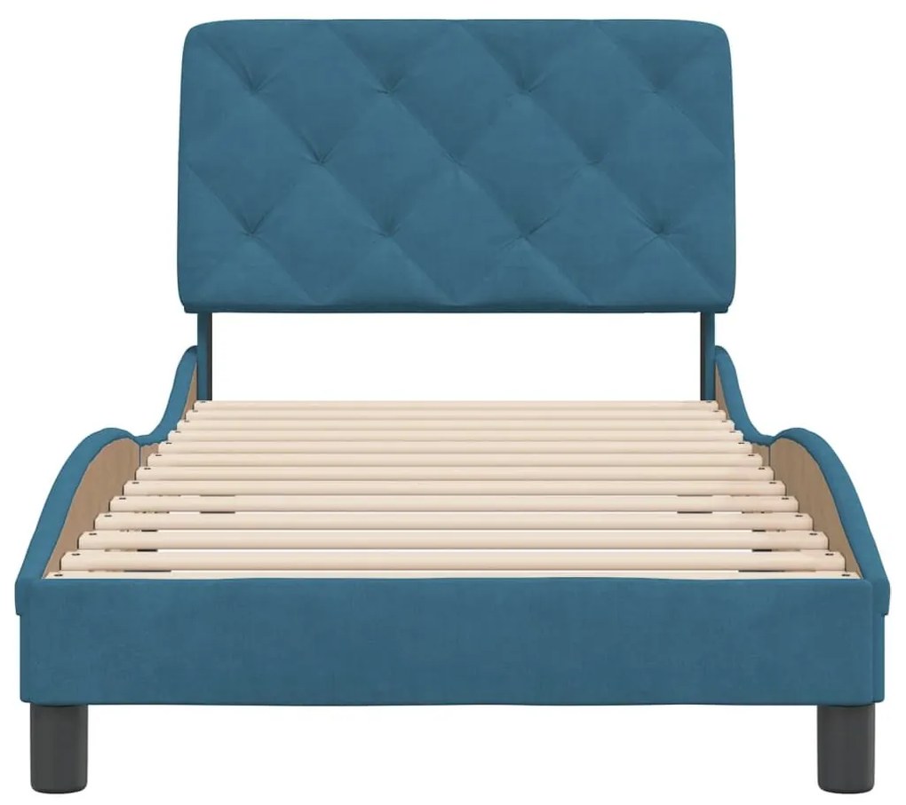Πλαίσιο Κρεβατιού με Κεφαλάρι Μπλε 80x200 εκ. Βελούδινο - Μπλε