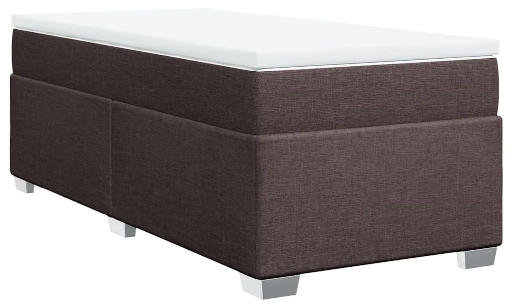 Κρεβάτι Boxspring με Στρώμα Σκούρο Καφέ 90x190 εκ. Υφασμάτινο - Καφέ